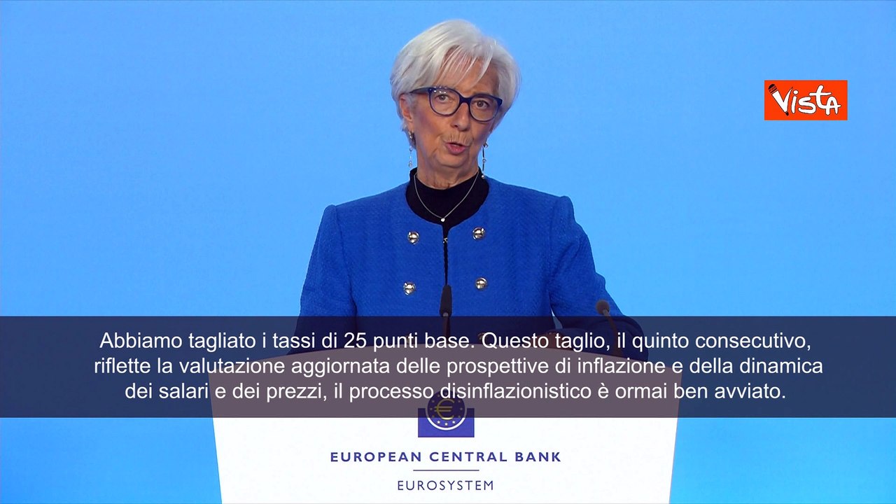 Bce taglia i tassi di 25 punti base. Lagarde: "L'economia Ue rimarr? debole"