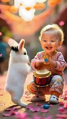 Dancing-Drum Beets-Baby,Kitten,Chicken,Puppy and Rabbit