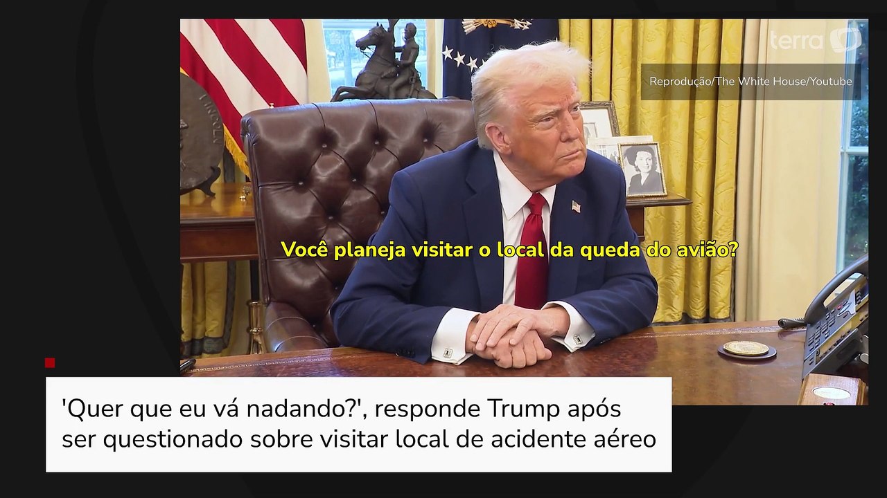 'Quer que eu vá nadando?', diz Trump a repórter sobre visitar local de acidente aéreo nos EUA