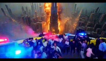 Fire on Burj khalifa ai videos