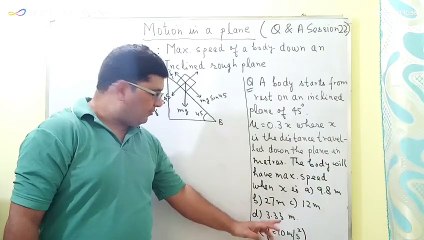 How to calculate the maximum speed of a body moving down an inclined rough plane