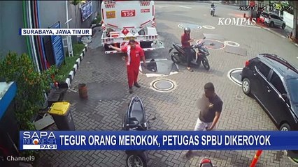 Rekaman Detik-Detik Petugas SPBU di Surabaya Dipukuli Usai Tegur Pria Merokok
