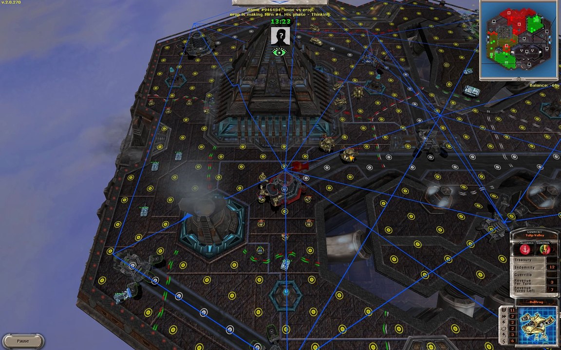 Massive Assault Network 2 (TBS game): map Station Thunder, playing on Linux against human, victory