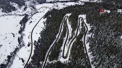 Türkiye'nin karlar altındaki en özel rotasından büyüleyen manzara