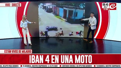 Cuatro personas a bordo de una moto fueron embestidas por un auto