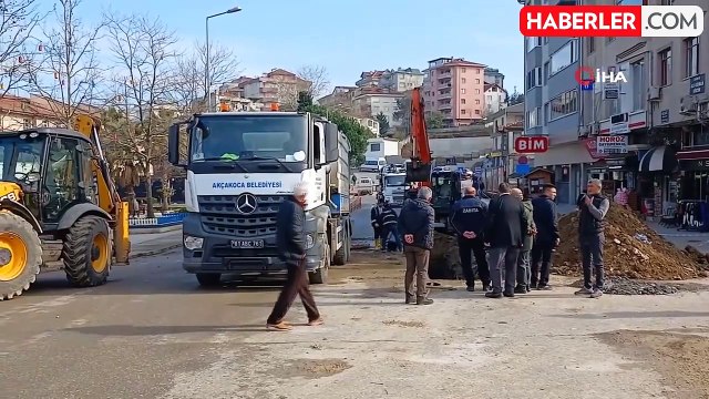 Düzce'de Alt Yapı Çalışmasında Doğalgaz Borusu Delindi