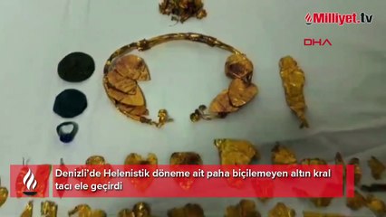Denizli’de Helenistik döneme ait paha biçilemeyen altın kral tacı ele geçirdi