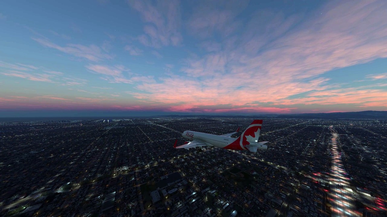 Late Night Arrival Air Canada Rouge A320neo at Los Angeles International Airport (LAX), Los Angeles, USA