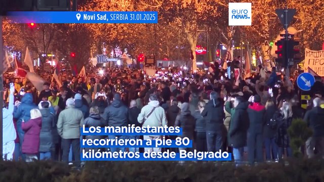 Protestas en Serbia: Cientos de estudiantes llegan a Novi Sad tras dos días de marcha desde Belgrado