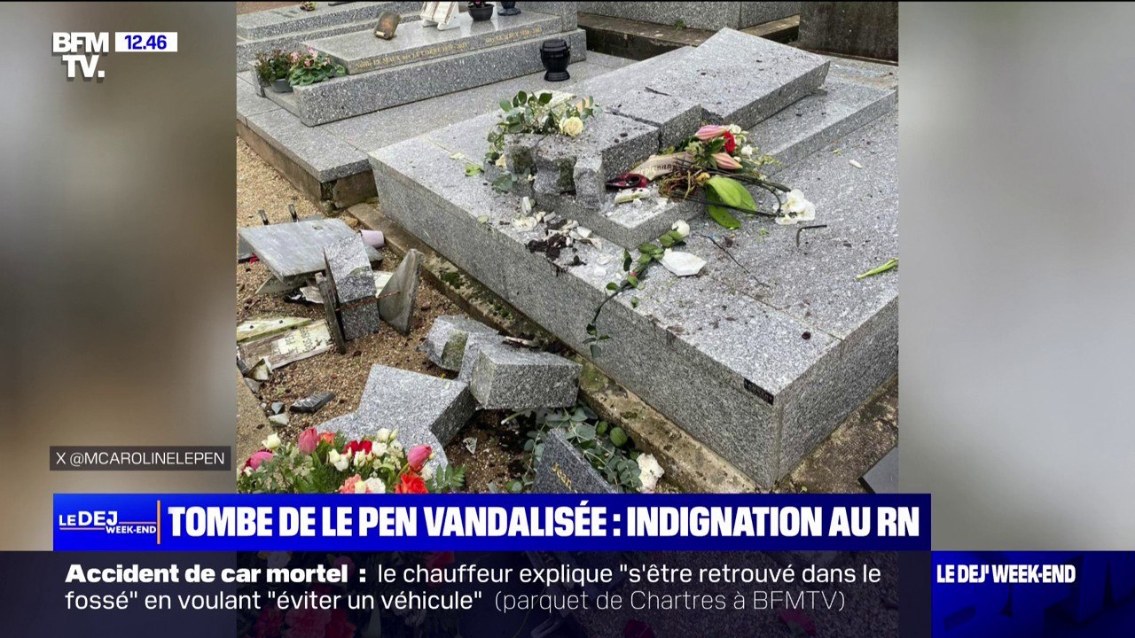 Tombe de Jean-Marie Le Pen vandalisée: le RN dénonce "un acte de profanation"
