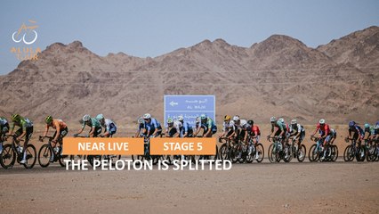 The peloton is splitted- Stage 5 - The AlUla Tour 2025