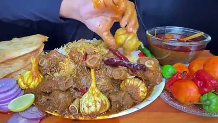 ASMR CHAMPARAN MUTTON CURRY,LUCHI_PURI,MASALA EGGS,KING CHILLI 🌶 WHITE RICE _FOOD EATING _
