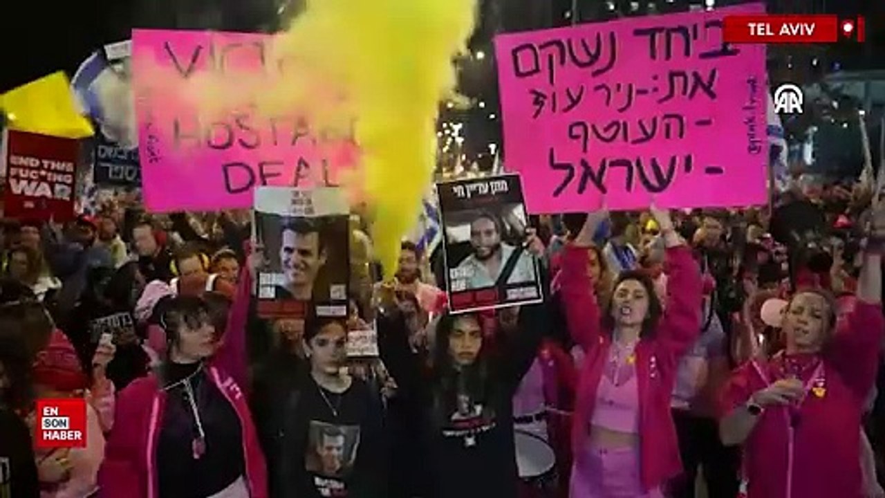 Ateşkesin kalıcı olması talebiyle Tel Aviv'de gösteri düzenlendi