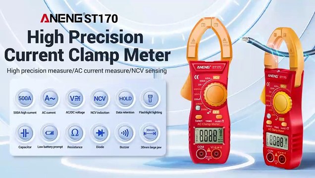 ANENG ST170 Digital Clamp Meter 500A AC Current Multimeter 1999 Counts AC/DC Voltage Tester Hz Capacitance NCV Ohm Diode Test