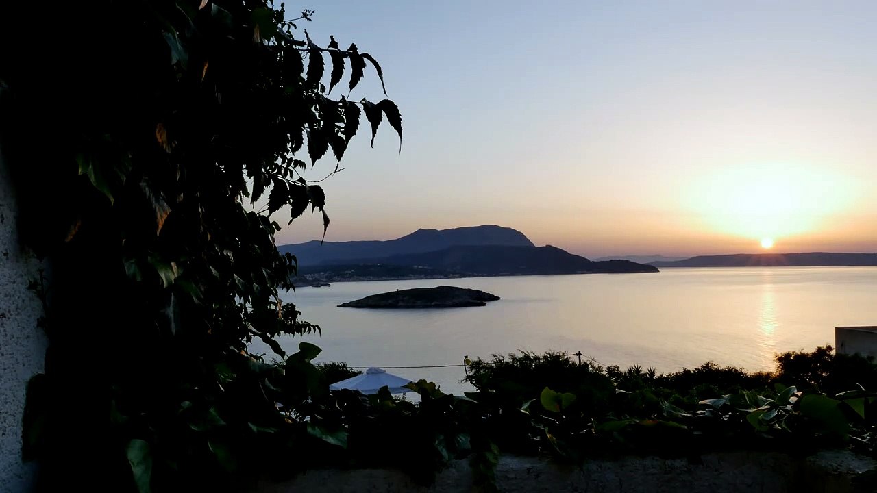 Greece Crete Sunset Frames With Leaves
