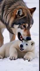 Old Man's Courage Saves Injured Polar Bear Cub from Wolf Attack.