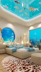 Modern Underwater Bedroom 🌊🐟 Design and visualization by @vishnu_xo @vedic_interior  #fyp #underwater #light #fishaquarium #lightingdecor #interiordesign #interiorstyling #lampshade #homedecor #foryou #bedroom~