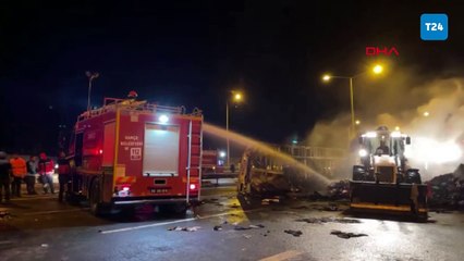 TAG Otoyolu'nda zincirleme kaza; araçlar alev aldı, 1 ölü 19 yaralı!