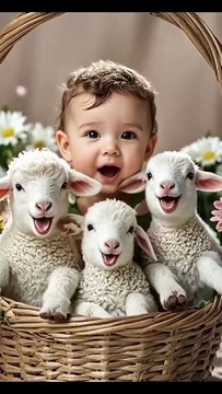 Ai Cutest babies with animals 😍🤭🏻 ai cutebaby cute animals love