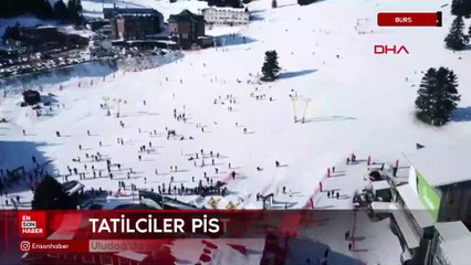 Bursa'da tatilciler sömestirin son gününde pistlere akın etti