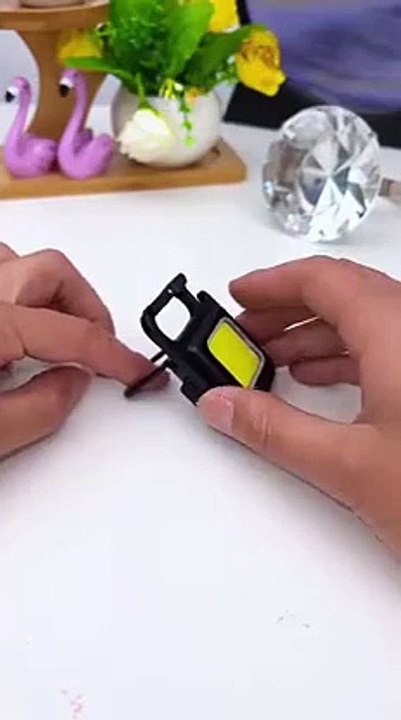 LED Keychain Flashlight, 1000 Lumens Bright Rechargeable COB Mini Keychain Flashlights,4 Light Modes Portable Light with Folding Bracket, Magnet Base and Bottle Opener for Camping