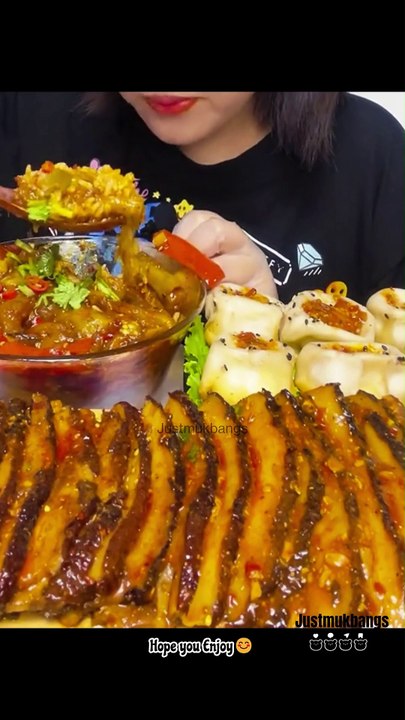#25 Chinese food Mukbang ASMR | Eggplant rice, Fried buns, Braised pork .. #asmr #mukbang #spicyfood