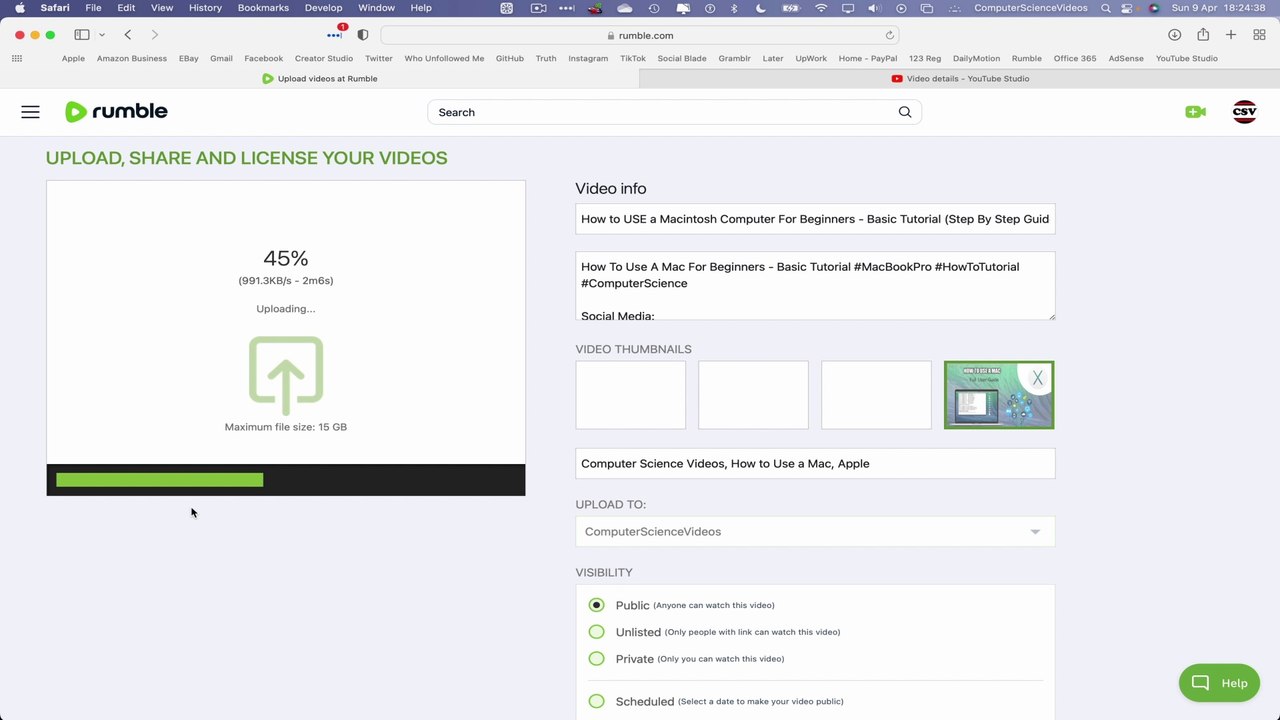 How to UPLOAD a Video On Rumble Using a Mac Computer - Basic Tutorial | New