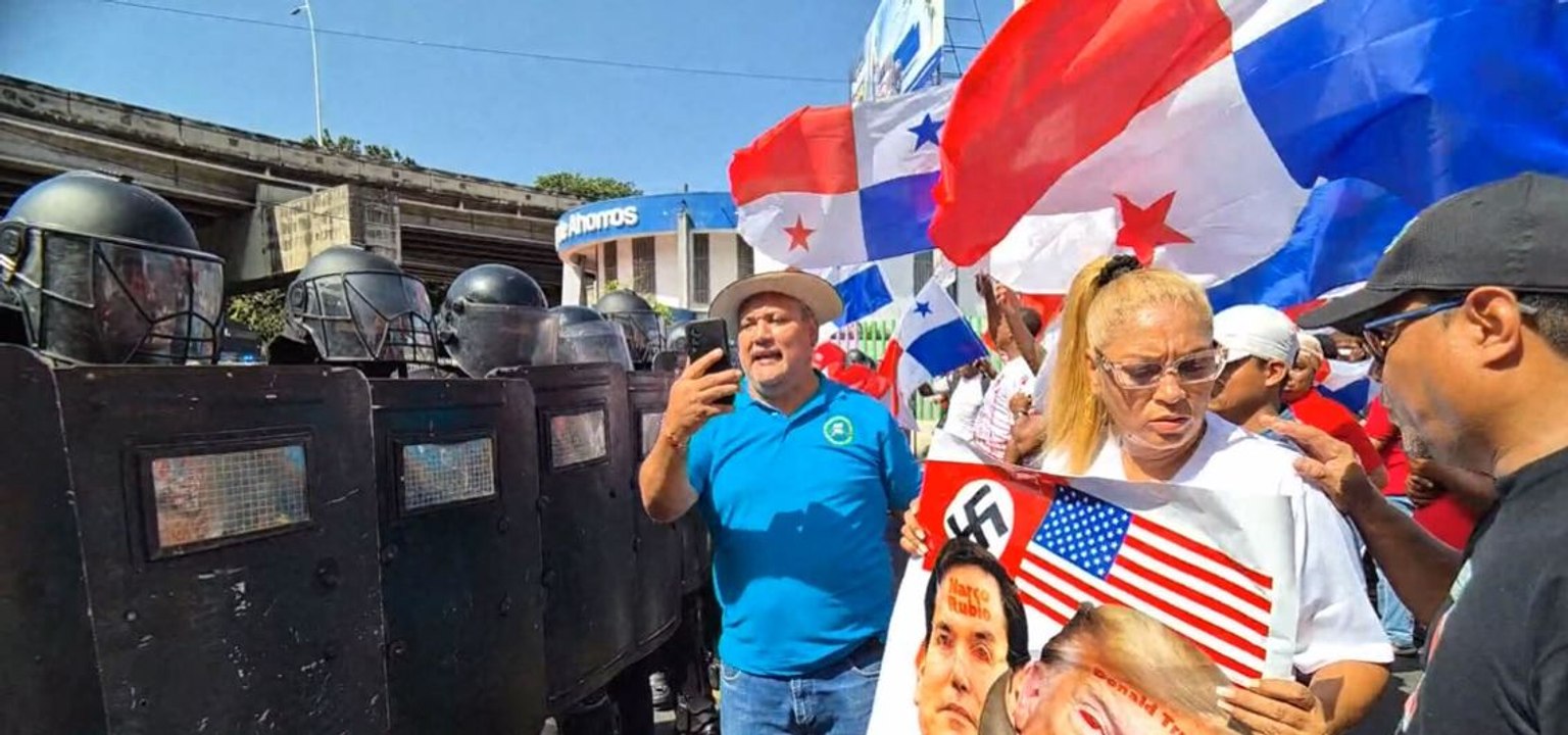 Agrupaciones sindicales protestan en Panamá mientras Marco Rubio visita el país