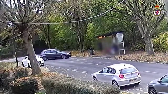 Moment teen crashes into bus stop - seriously injuring boy, 4