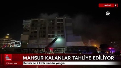 Denizli'de 7 katlı binada yangın