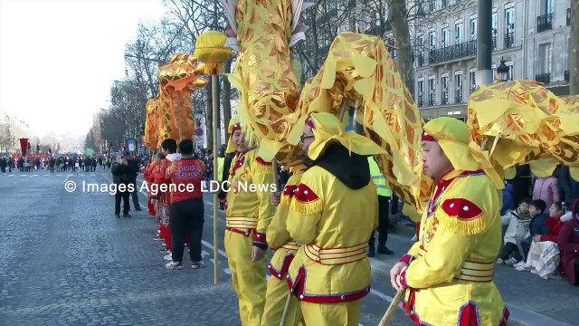 Année du Serpent Bois. Nouvel an chinois sur les Champs Élysées. Paris/France - 02 Février 2025