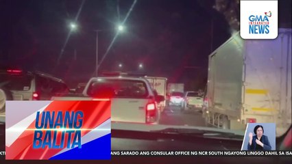 Tumagilid na truck, nagdulot ng mabigat na traffic sa bahagi ng NLEX Valenzuela at Bulacan | Unang Balita