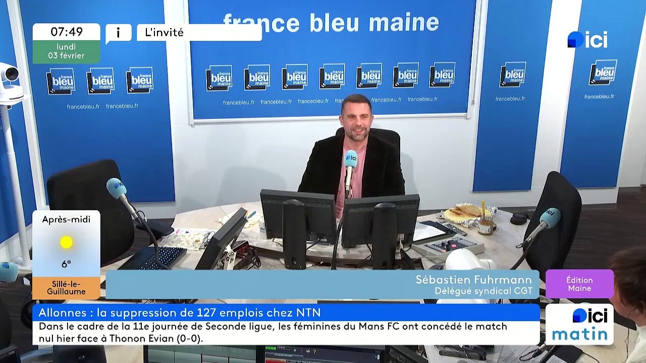 Invité de la rédaction Ici Maine Sébastien Furhmann, délégué CGT NTN à Allonnes