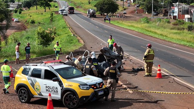 Imagens aéreas mostram violência do impacto em acidente com morte na BR-277
