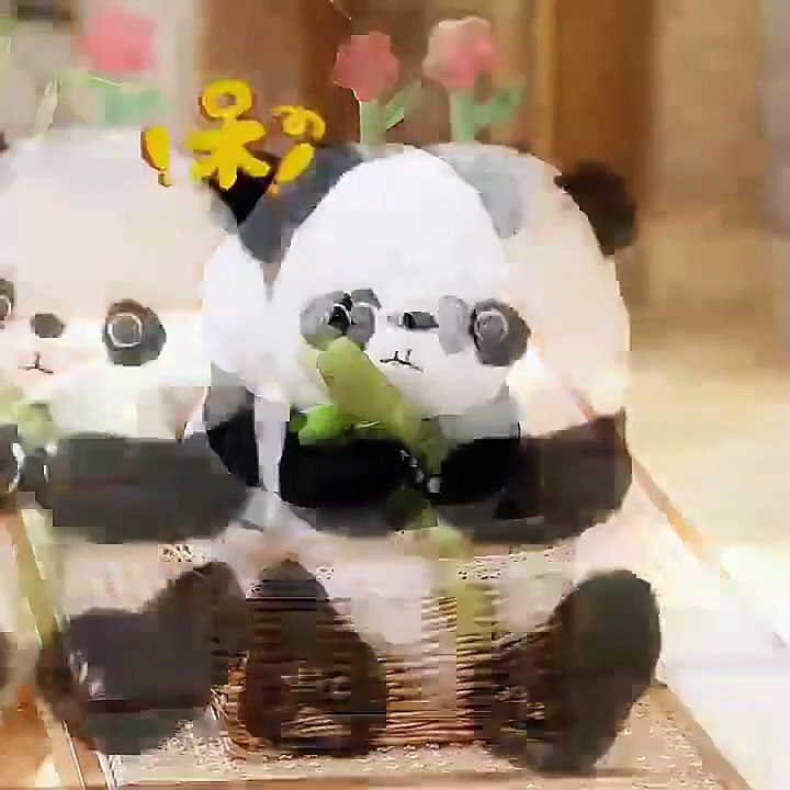 Yangzhou new sunrise wholesale Hot Sale Plush simulation Panda Teddy Bear Stuffed Animal toy with bamboo decoration