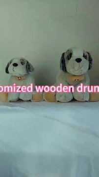 yangzhou new sunrise manufacture customized lovely soft stuffed plush christmas dog animal toy with red-cross wooden drum