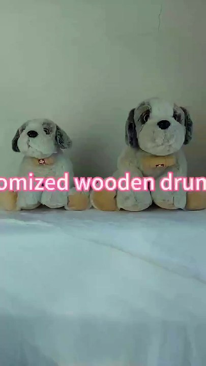 yangzhou new sunrise manufacture customized lovely soft stuffed plush christmas dog animal toy with red-cross wooden drum