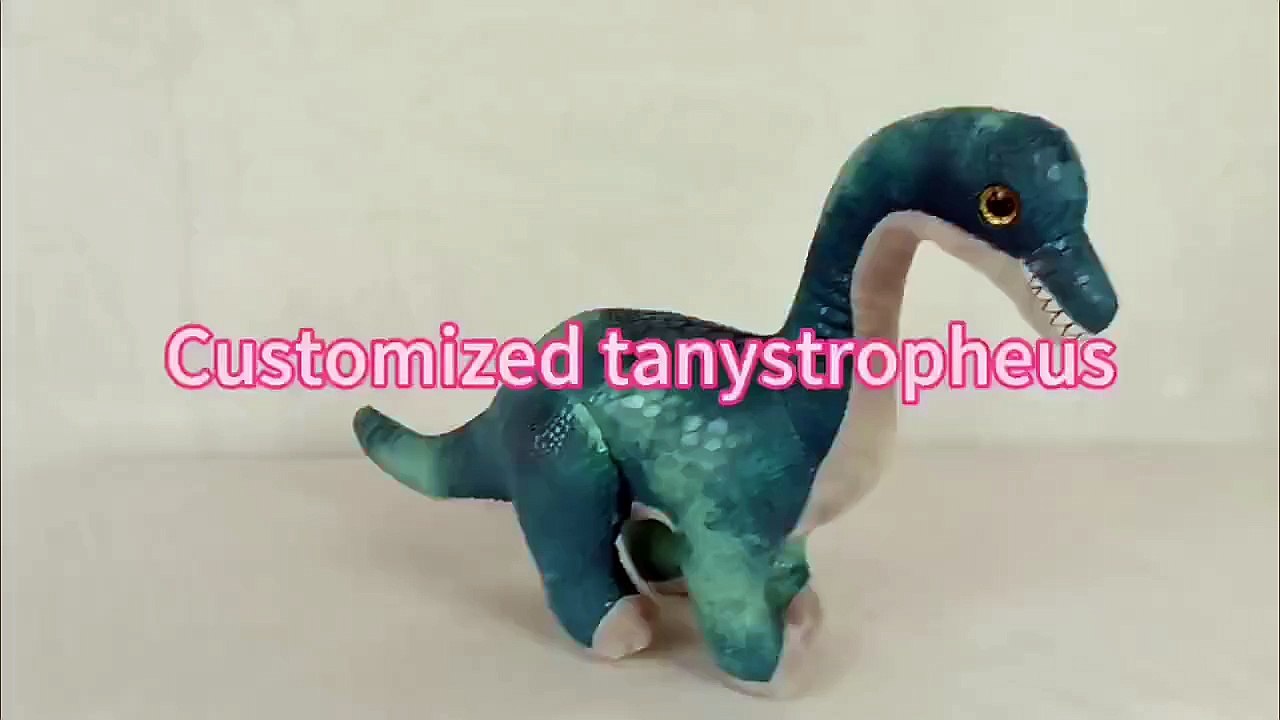 Original yangzhou new sunrise manufacturer custom soft plush sumilation tanystropheus forest animal doll toy with long neck