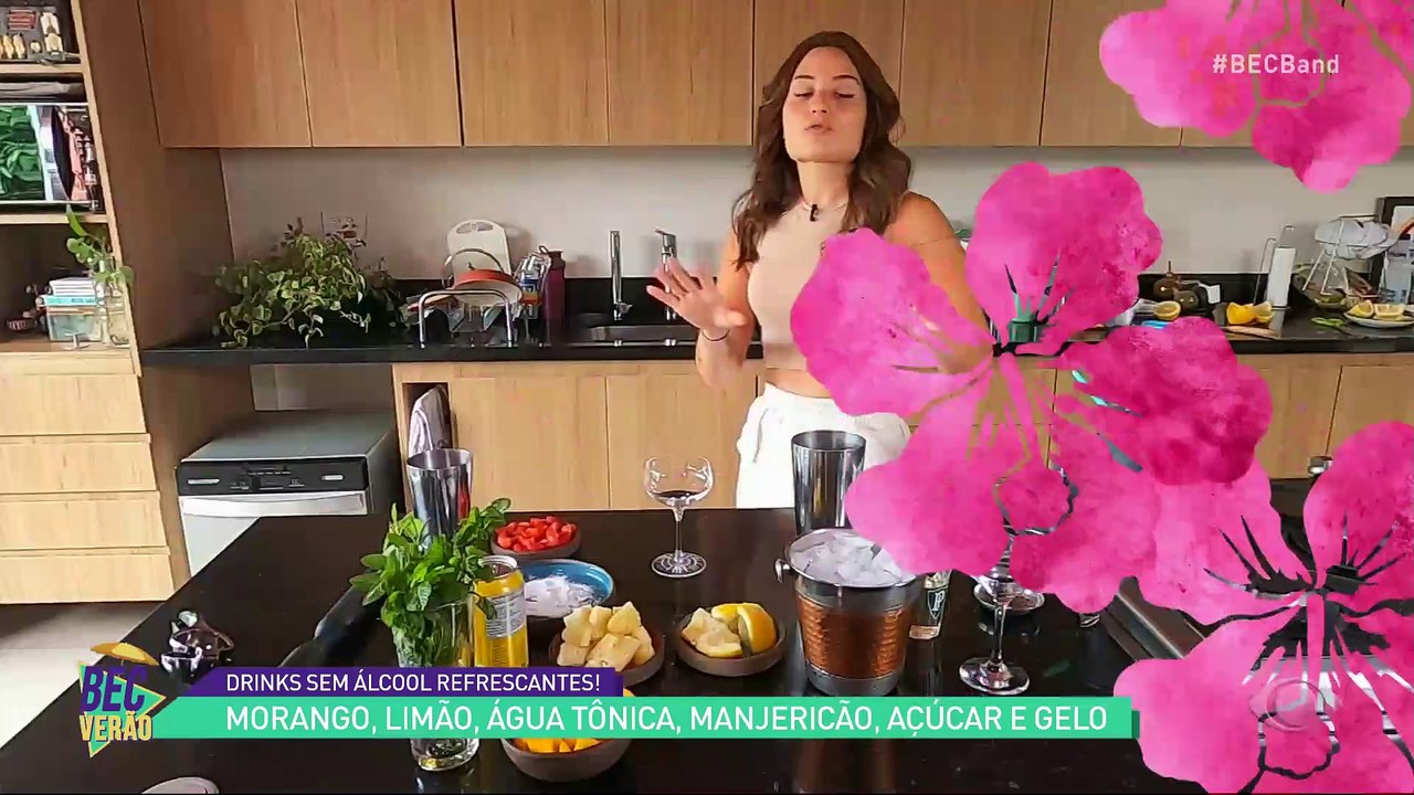 Luana Maluf ensina receita de drink refrescante sem álcool em que o morango é a estrela