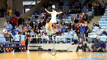 Amazing Circus Girl on ONE wheel Bicycle
