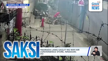 Motorsiklong ipinarada lang saglit ng may-ari na may binili sa convenience store, ninakaw; 2 suspek, arestado | Saksi