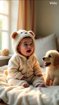 Adorable Baby in Dog Outfit Meets Playful Puppy!