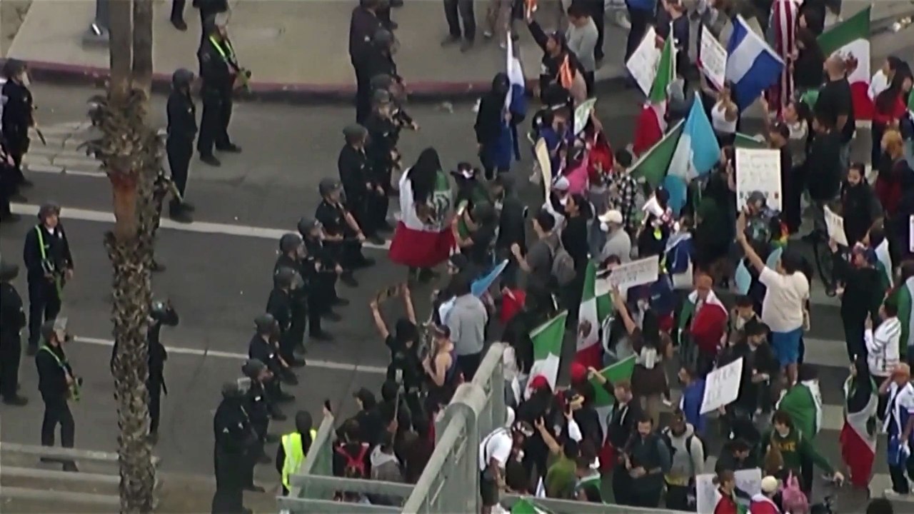 LA police disperse protest against Trump’s immigration policies