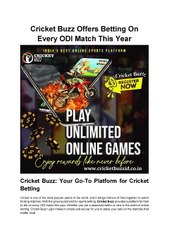 Cricket Buzz Offers Betting On Every ODI Match This Year