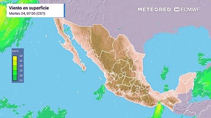 Vientos sostenidos de hasta 50 km/h al noroeste, noreste y sur de México
