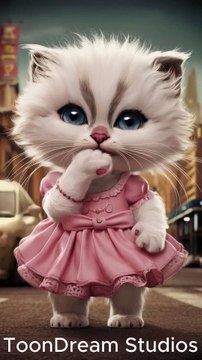 Adorable Fluffy Kitty in a Pink Dress – The Cutest Thing You'll See Today!