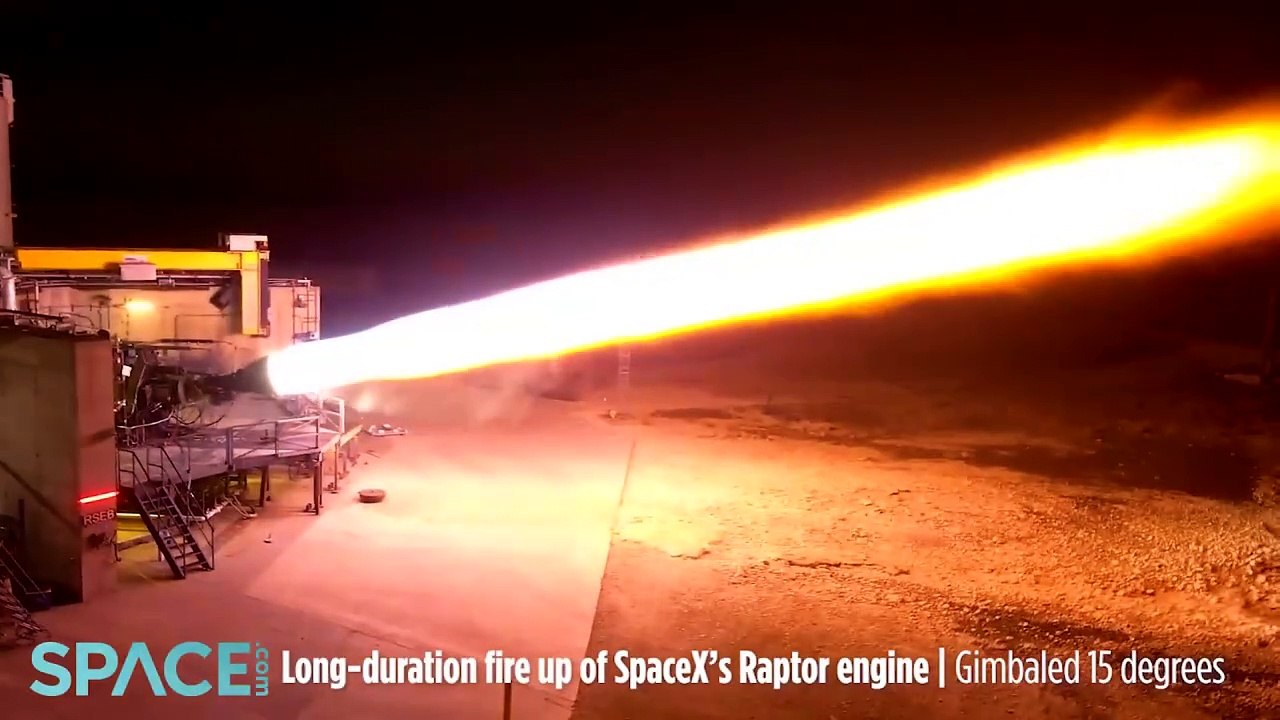 SpaceX's Raptor Engine During A 15 Degree Gimbal Test Fire - video ...