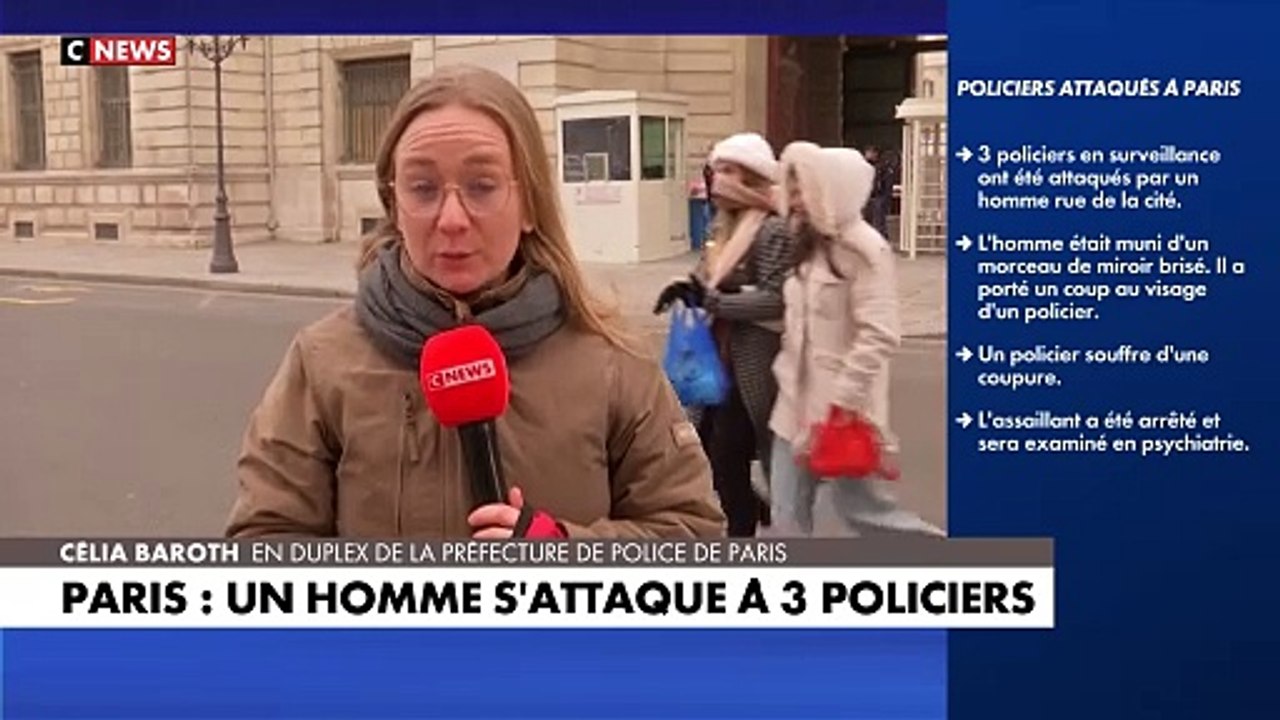 Paris : trois policiers attaqués par un forcené qui tentait de voler leurs armes de poing