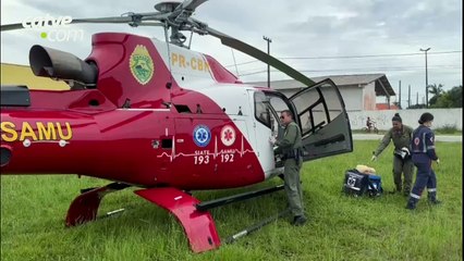 Homem sofre queda de altura em Pontal do Paraná e é levado de helicóptero a Paranaguá