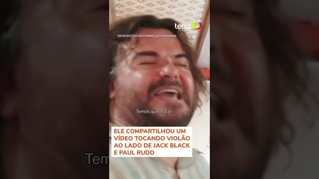 Selton Mello faz Jack Black e Paul Rudd falarem português durante bastidores de filme #shorts